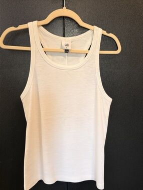 Cabi Paragon Tank Medium Black White Stripe Ribbed Sleeveless Scoop Neck